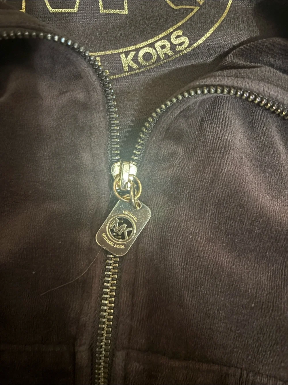 Michael Kors Brown Velour Zip-Up Jacket